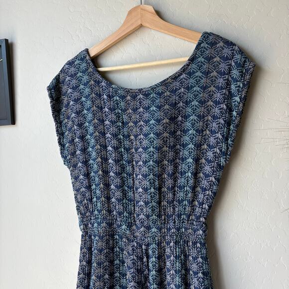 Ace & Jig Blue Woven Cotton Abstract Print‎ Short Sleeve Relaxed Jumpsuit Size S - Picture 2 of 8